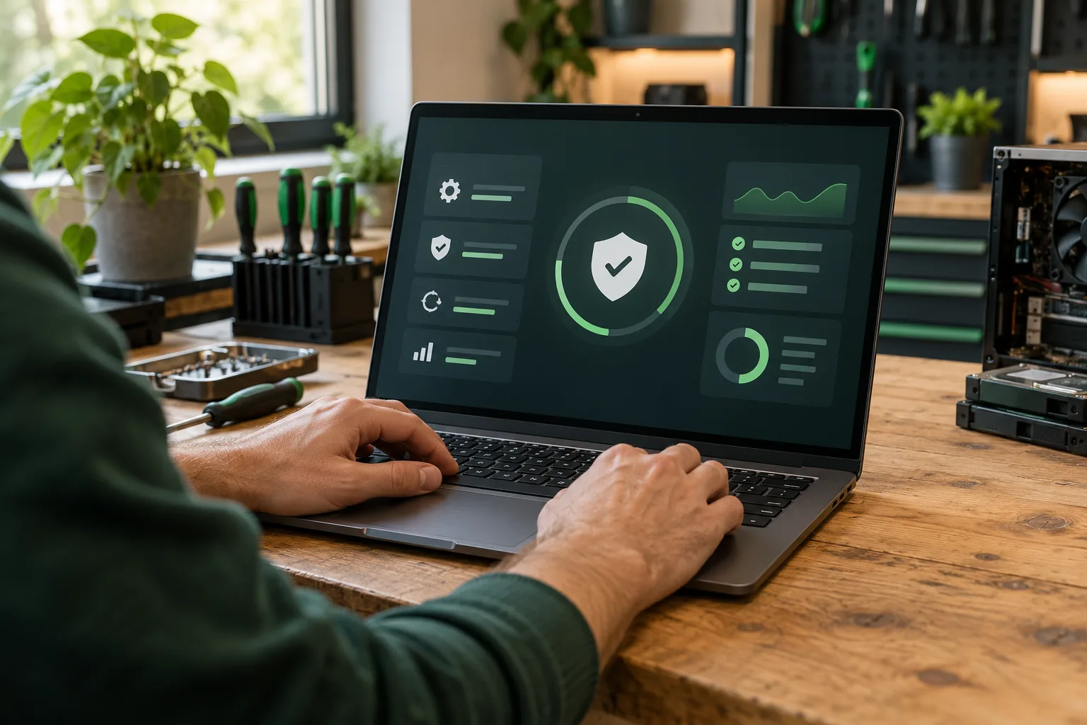 Software en beveiliging controleren op een laptop